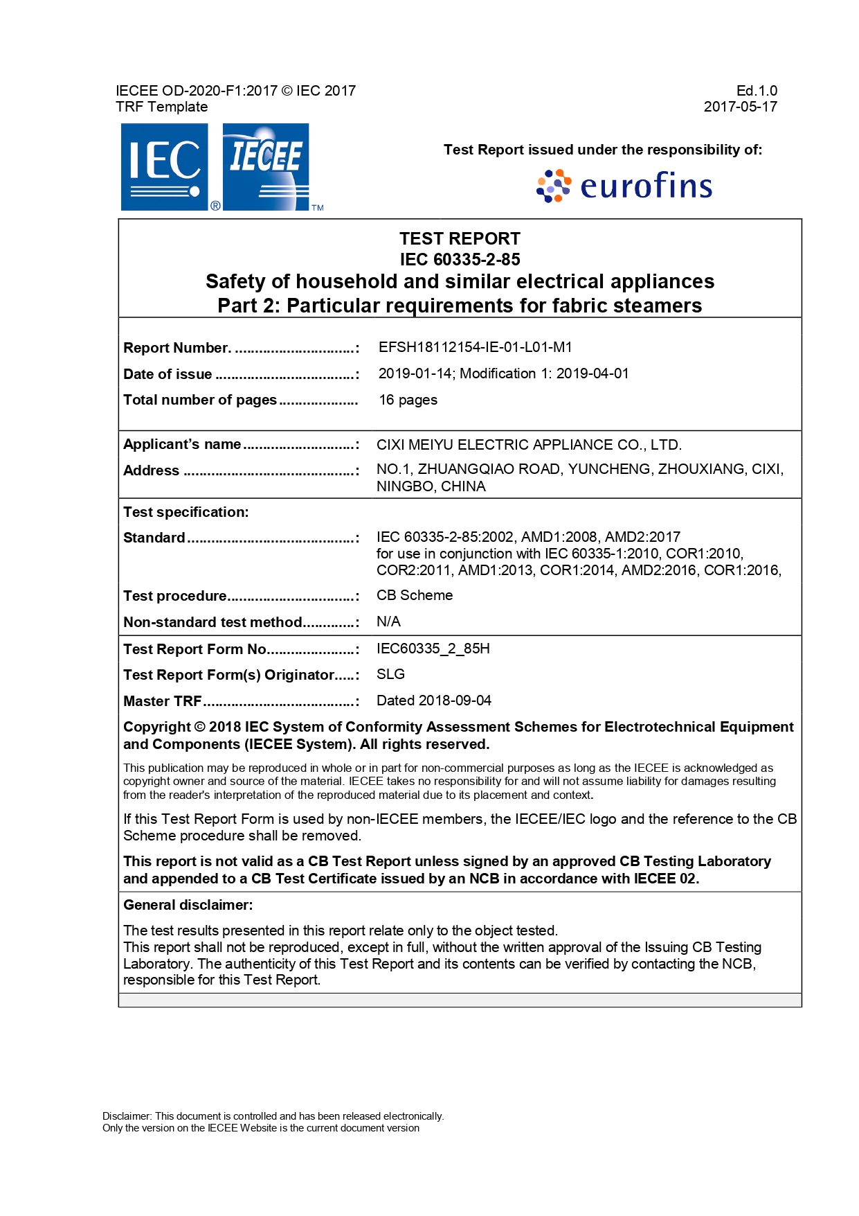 Informe complementario de CB